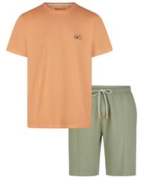 Phil & Co. Berlin - Shortama Korte Pyjama Set Oranje Fiets - Lyst