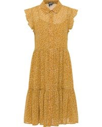 Dreimaster - Blouse Jurk Dames Donkergeel Veelkleurig - Lyst