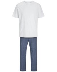 Jack & Jones - Pyjamaset Jacbasic Wit/Blauw - Lyst