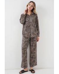 Bigdart - Leopard Print Button-Up Shirt And Wide Leg Pants Satin Two-Piece Set - Lyst