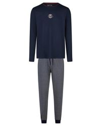 Phil & Co. Berlin - Winter Pyjama Set Lang Donkerblauw/Grijs Gestreept - Lyst