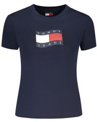 Tommy Hilfiger - Blaue Baumwolle Damen T-Shirt - Lyst