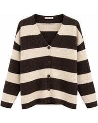 MixRay - Striped V-Neck Button-Front Knit Cardigan - Lyst
