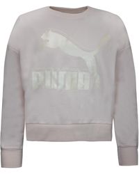 PUMA - Classics Logo Metallic Crew Sweatshirt 597405 87 Cotton - Lyst