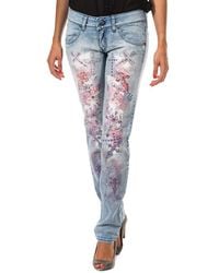 Met - Long Ripped Effect Denim Pants With Skinny Hems F054176 - Lyst