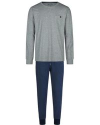 Phil & Co. Berlin - Essential Pyjama Set Lang Grijs/Blauw - Lyst