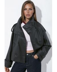 Hiccup - Short Faux Leather Trench Coat - Lyst