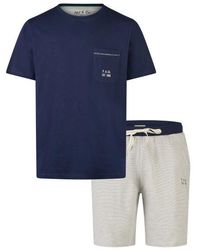Phil & Co. Berlin - Korte Pyjama Set Shortama Donkerblauw/Grijs Gestreept - Lyst