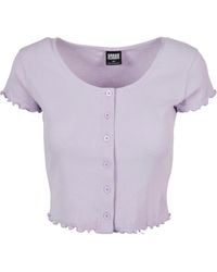 Urban Classics - Ribbed Button-Down Crop Top - Lyst