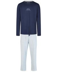 Phil & Co. Berlin - Pyjama Set Lang Donkerblauw/Grijs Gestreept - Lyst