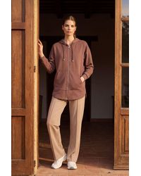 TOMMY LIFE - Oversized Hooded Long-Sleeve Zip Tunic Top - Lyst