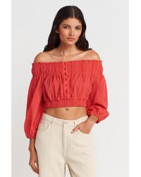 Dilvin - Off-Shoulder Crop Blouse - Lyst