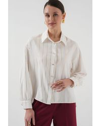 Bigdart - Loose Fit Striped Poplin Shirt With Button Closure - Lyst