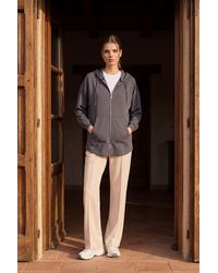 TOMMY LIFE - Oversized Hooded Long-Sleeve Zip Tunic Top - Lyst