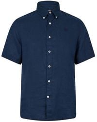 Timberland - Herenoverhemd Van Mill Brook, Van Linnen, Met Kraag En Knoopsluiting (Donkere Saffier) - Lyst