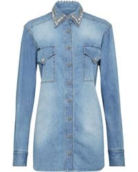 Philipp Plein - Crystal Collar Denim Shirt Ls - Lyst