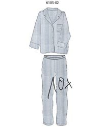 Phil & Co. Berlin - Pyjama Set Lang Geweven Gestreept - Lyst