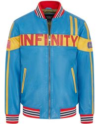 Infinity Leather - Track Racing Moto Bomber Biker Jacket - Lyst