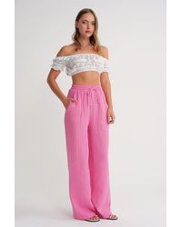 MixRay - High Waist Textured Muslin Fabric Pants - Lyst