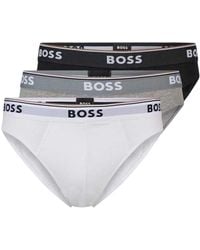 BOSS - Premium Katoenen Boxers (Verpakking Van 3) (Zwart/Wit/Grijs) - Lyst