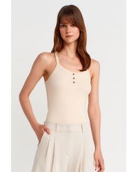 Dilvin - Slim Fit Ribbed Knit Cami Blouse - Lyst