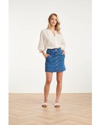 Smashed Lemon - Denim Mini-Rok Met Knoopsluiting En Steekzakken - Lyst