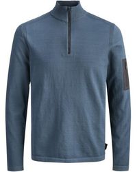 Jack & Jones - Jcomace Knit Half Zip Smu Petrol - Lyst