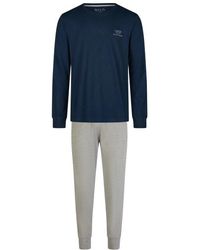 Phil & Co. Berlin - Essential Pyjama Set Lang Donkerblauw/Grijs - Lyst