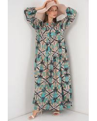Bigdart - Patterned V-Neck Maxi Dress - Lyst