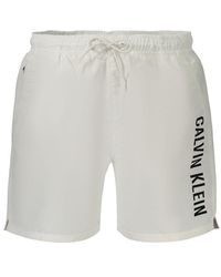 Calvin Klein - Witte Polyester Korte Broek Voor Mannen - Lyst