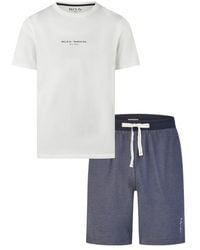 Phil & Co. Berlin - Shortama Korte Pyjama Set Wit/Donkerblauw Gestreept - Lyst