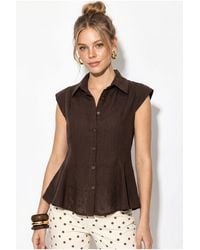Bianco Lucci - Fitted Sleeveless Cotton Shirt - Lyst