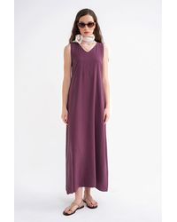 MixRay - V-Hals Mouwloze Maxi-Jurk Met Pocketen - Lyst
