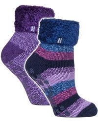 Heat Holders - 2 Pack Ladies Soft Lounge Socks With Grips - Lyst