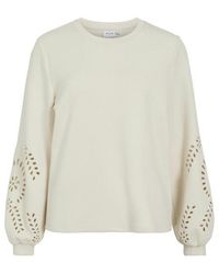 Vila - Visandy L/Detail Sweat Top Noos 14114310 Birch - Lyst