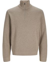 Jack & Jones - Jprblamilano Stitch Knit Half Zip Zand - Lyst