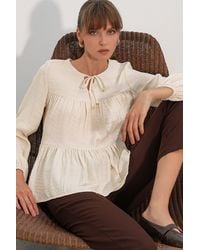 Bigdart - Textured Tie-Front Blouse - Lyst