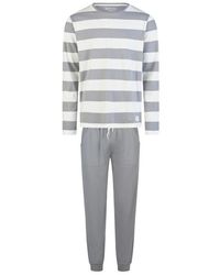 Phil & Co. Berlin - Pyjama Set Lang Grijs Gestreept - Lyst