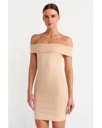 Dilvin - Bodycon Mini-Jurk Met Off-Shoulder Halslijn - Lyst