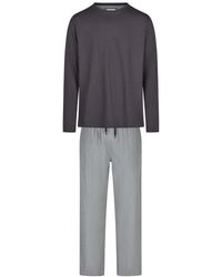 Phil & Co. Berlin - Lange Pyjama Set Met Flanellen Pyjamabroek Grijs - Lyst