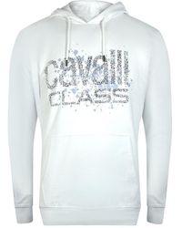 Roberto Cavalli - Cracked Sprayed Logo Off Hoodie Cotton - Lyst