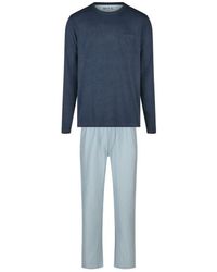 Phil & Co. Berlin - Pyjama Set Interlock Donkerblauw/Lichtblauw Gestreept - Lyst