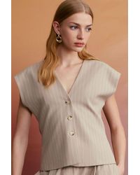 Dilvin - Striped V-Neck Woven Waistcoat - Lyst
