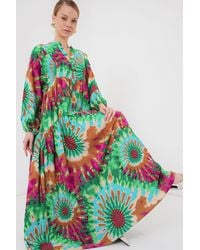 Bigdart - Printed V-Neck Maxi Dress With Button Closure - Lyst
