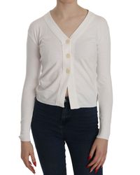 Byblos - Witte V-Hals Lange Mouwen Korte Cardigan Tops Trui - Lyst