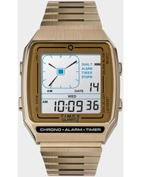 Timex Q Reissue Digital Lca 32.5mm Gold-tone Stainless Steel Bracelet Watch - Metallic