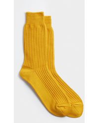 RoToTo - Cotton Waffle Crew Sock In Mustard - Lyst
