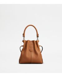 Tod's - Di Bag Bucket Bag In Leather Mini With Drawstring - Lyst