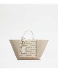 Tod's - Double Up Shopping Bag In Fabric And Leather Small - Lyst
