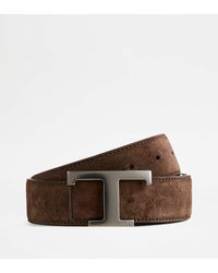 Tod's - T Timeless Reversible Belt In Suede - Lyst